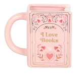 I Love Books Pink Book Shaped Mug Book Lovers Bookish Romance Readers Gift  📖