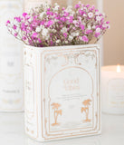 Good Vibes White Ceramic Flower Vase in the shape of an upright book. book worm lover gift bookish booktok readers gift for her romance style