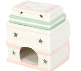 Book stack oil burner wax warmer book lovers readers romance pastel style