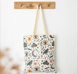 Frightful Moth tote bag ravens moons patterned alternate gothic book bag style