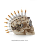 Steampunk Style Skull with Bullet Mohican Height 14.5cm Width 10cm Depth 18.5cm