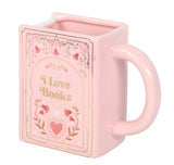 I Love Books Pink Book Shaped Mug Book Lovers Bookish Romance Readers Gift  📖