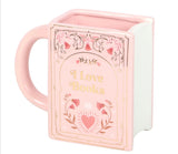 I Love Books Pink Book Shaped Mug Book Lovers Bookish Romance Readers Gift  📖