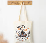 Black Moth Folk Tote Bag shopping book bag alternative