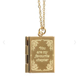 Book shaped Locket gold toned in stunning gift box readers gift
