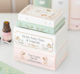 Book stack oil burner wax warmer book lovers readers romance pastel style
