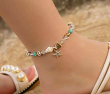 Load image into Gallery viewer, 🌻Boho Beaded Shell Turquoise  starfish Bracelet / Anklet
