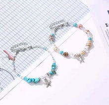 Load image into Gallery viewer, 🌻Boho Beaded Shell Turquoise  starfish Bracelet / Anklet