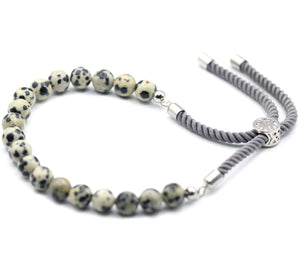 🌻 925 Silver Plated Gemstone String Bracelet - Dalmation Jasper