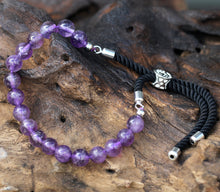 Load image into Gallery viewer, 🌻 UNISEX 925 Silver Plated Gemstone Black String Bracelet - Amethyst