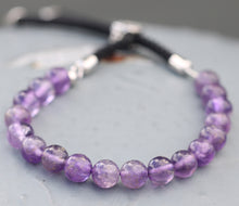 Load image into Gallery viewer, 🌻 UNISEX 925 Silver Plated Gemstone Black String Bracelet - Amethyst