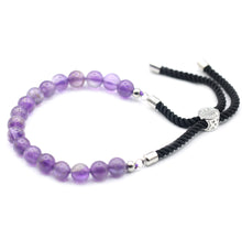 Load image into Gallery viewer, 🌻 UNISEX 925 Silver Plated Gemstone Black String Bracelet - Amethyst