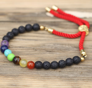 🌻 UNISEX 18K Gold Plated Gemstone Royal String Bracelet - Lava Stone Chakra